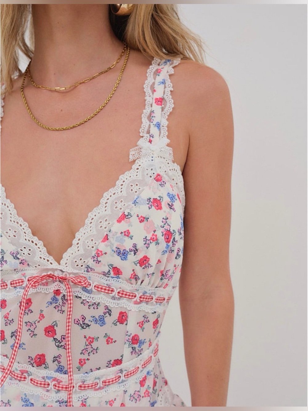 For Love & Lemons Ditsy Day Slip Dress XS NWT - Picture 4 of 16
